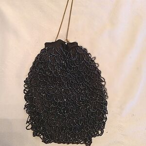 Vintage Midnight Blue Beaded Women's Bag with chain strap